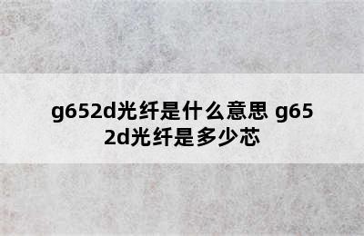 g652d光纤是什么意思 g652d光纤是多少芯